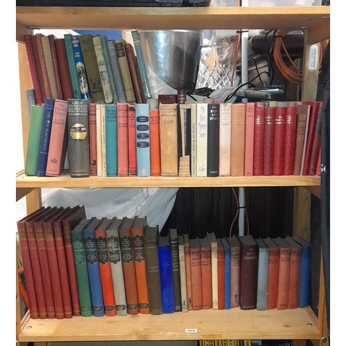 405 - TWO SHELVES OF BOOKS - PICTORIAL BINDINGS, JUST WILLIAM STORIES