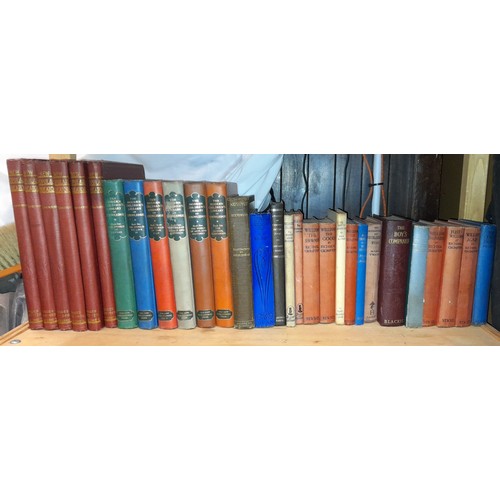 405 - TWO SHELVES OF BOOKS - PICTORIAL BINDINGS, JUST WILLIAM STORIES