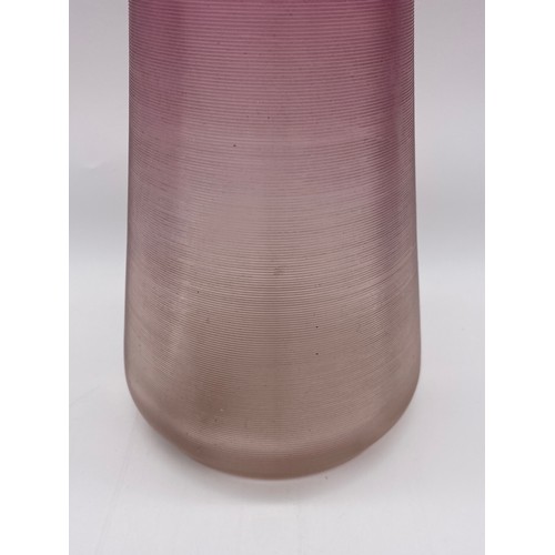 507 - CRANBERRY OMBRÉ ETCHED FLARED VASE