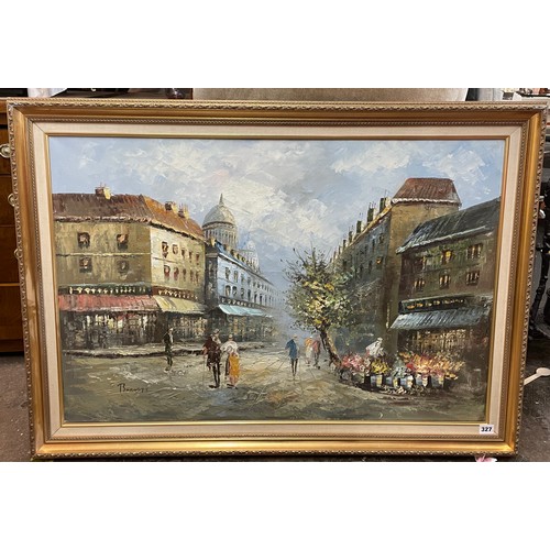 327 - 20TH CENTURY OILS ON CANVAS PARISIENNE STREET SCENE SIGNED BURNETT