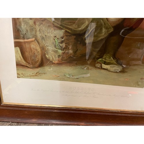 369 - LITHOGRAPHIC PRINT OF BUBBLES AFTER MILLAIS IN OAK FRAME