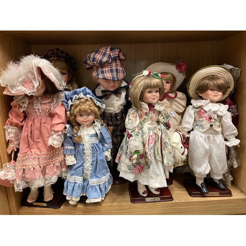 191 - SELECTION OF PORCELAIN HEADED VICTORIAN/EDWARDIAN STYLE DRESS DOLLS