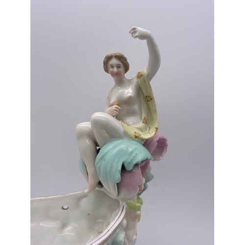 197 - DRESDEN PORCELAIN CHERUB GONDOLIER PEDESTAL VASE A/F