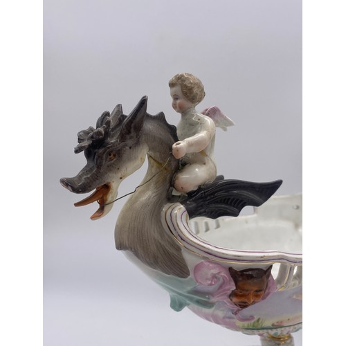 197 - DRESDEN PORCELAIN CHERUB GONDOLIER PEDESTAL VASE A/F