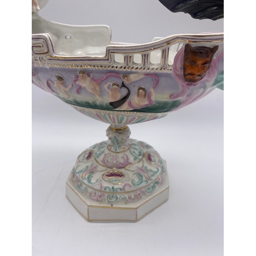 197 - DRESDEN PORCELAIN CHERUB GONDOLIER PEDESTAL VASE A/F