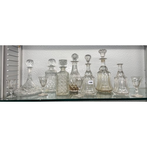 198 - SELECTION OF SHIPS AND MALLET DECANTERS