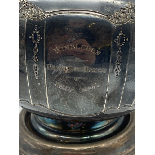 218 - 1927 WIMBLEDON PLATED SPIRIT KETTLE ON STAND