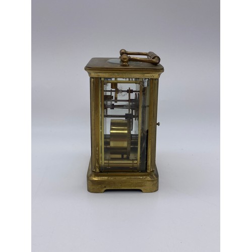 509 - BRASS CARRIAGE CLOCK WITH KEY