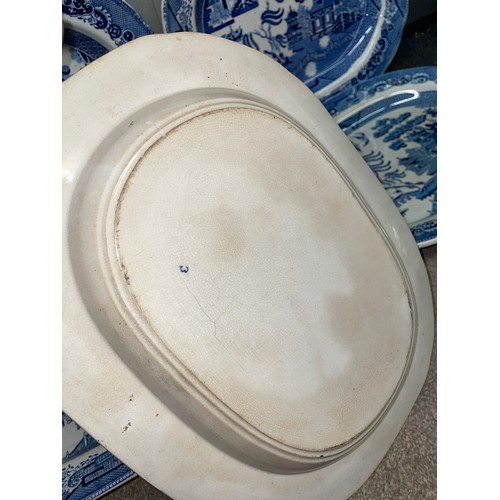 202 - QTY OF 19TH CENTURY BLUE AND WHITE TRANSFER PRINTED PLATTERS AND PLATES