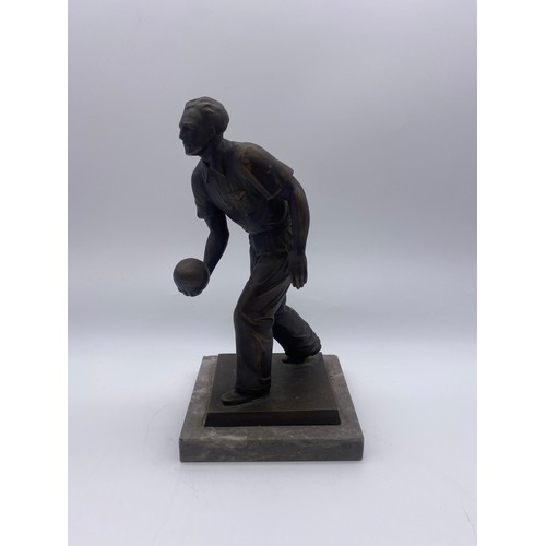 488 - PATINATED SPELTER FIGURE OF THE CROWN GREEN BOWLER