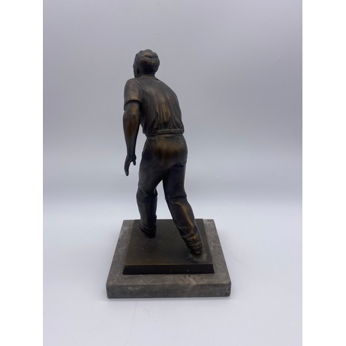 488 - PATINATED SPELTER FIGURE OF THE CROWN GREEN BOWLER