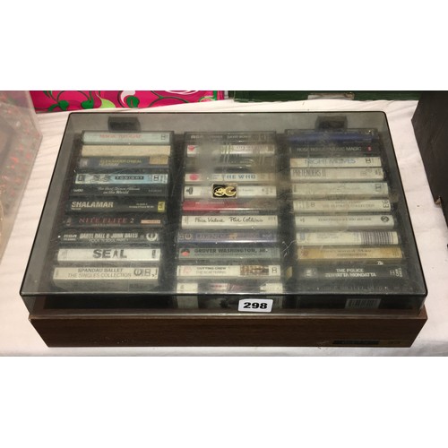 298 - PERSPEX BOX OF TAPE CASSETTE MUSIC