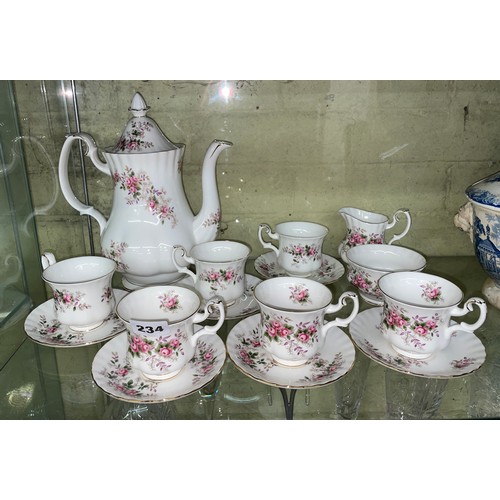 234 - ROYAL ALBERT BONE CHINA LAVENDER ROSE COFFEE SET