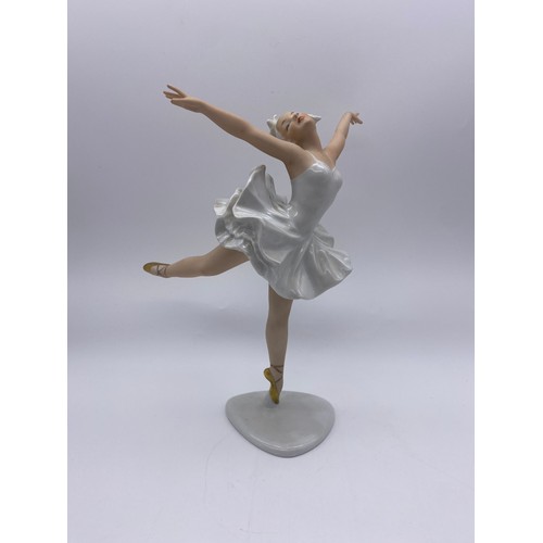 216 - ROYAL DOULTON CHARLOTTE, BESWICK MULE, AND GERMAN PORCELAIN BALLERINA FIGURE