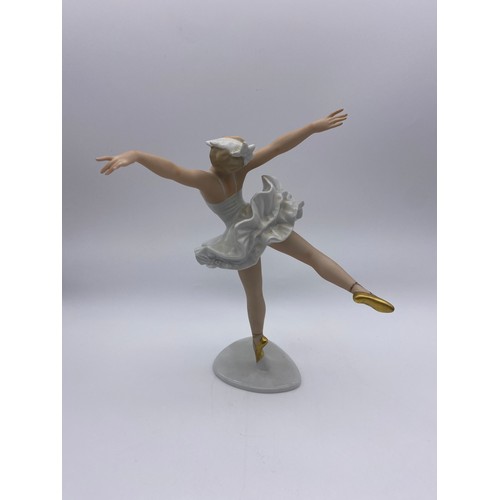 216 - ROYAL DOULTON CHARLOTTE, BESWICK MULE, AND GERMAN PORCELAIN BALLERINA FIGURE