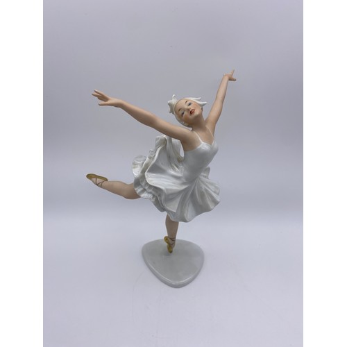 216 - ROYAL DOULTON CHARLOTTE, BESWICK MULE, AND GERMAN PORCELAIN BALLERINA FIGURE