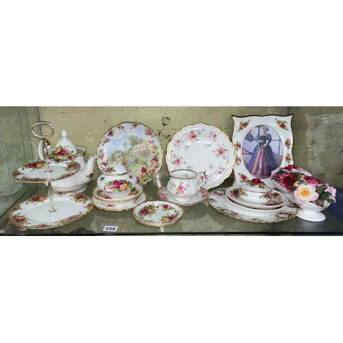 239 - ROYAL ALBERT OLD COUNTRY ROSES TABLEWARES AND PHOTO FRAME