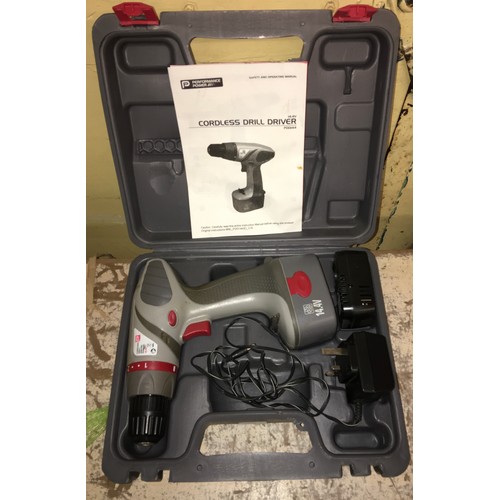 395 - COMBINATION ALLEN KEY, SPANNER AND SOCKET SET, CORDLESS CHALLENGE DRILL AND MITRE SAW