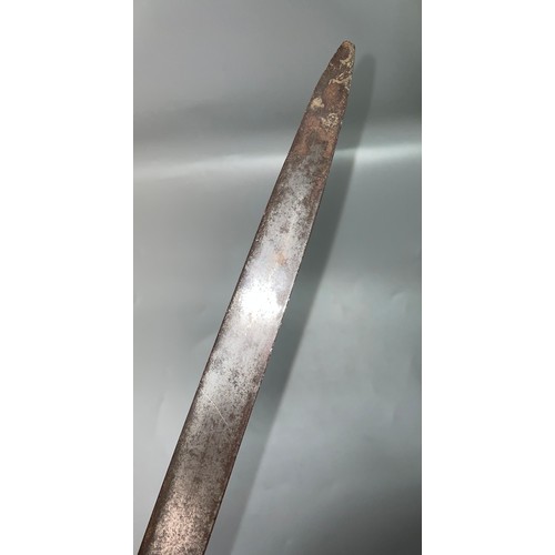 475 - 19TH CENTURY NIELLO WORK INDIAN FIRANGI STRAIGHT BLADE SWORD