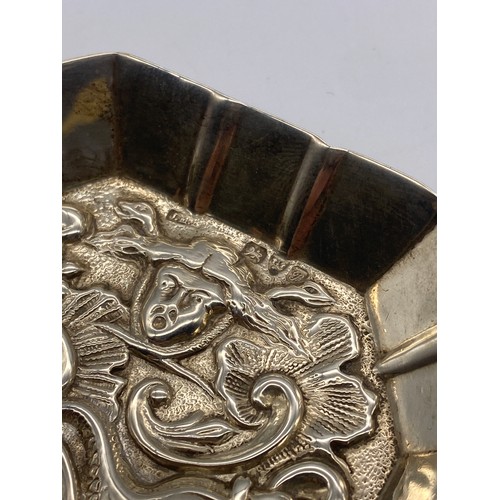 457 - CHESTER SILVER REPOUSSE SCROLL PIN DISH