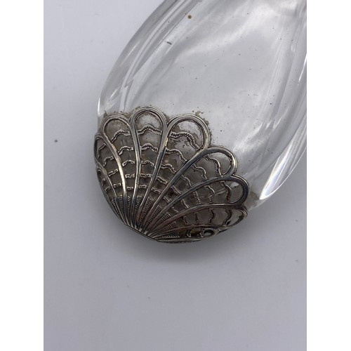 455 - SMALL SILVER SCENT PHIAL WITH GUILLOCHE ENAMEL LID AND TEARDROP AND LATTICE WHITE METAL ENCASED SCEN... 