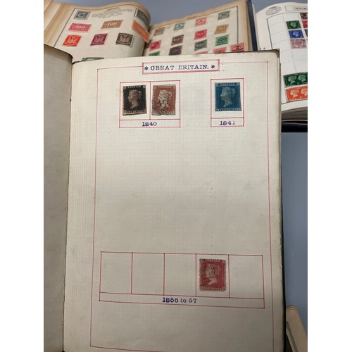 467 - POSTAGE STAMP ALBUMS INC GB VICTORIAN PENNY REDS, PENNY LILAC, EARLY BRITISH COLONY STAMPS,  AND OTH... 