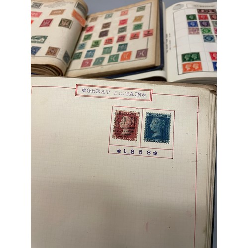 467 - POSTAGE STAMP ALBUMS INC GB VICTORIAN PENNY REDS, PENNY LILAC, EARLY BRITISH COLONY STAMPS,  AND OTH... 