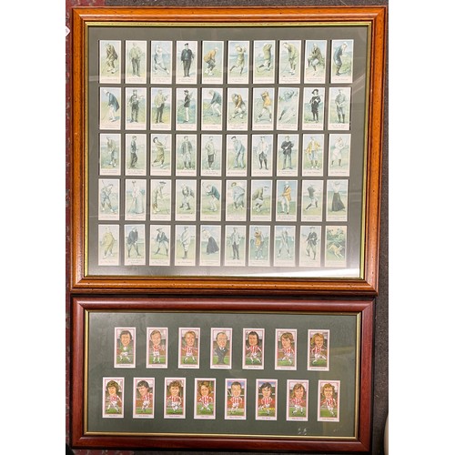 605 - FACSIMILE CARICATURE FOOTBALL CARDS FRAMED AND GLAZED