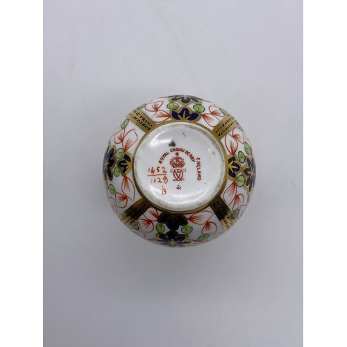 433 - ROYAL CROWN DERBY OLD IMARI PATTERN SAUCER AND BULBOUS VASE