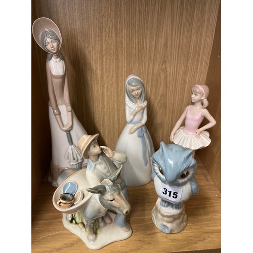 315 - SELECTION OF POLENCIA AND LEONARDO COLLECTION FIGURE GROUPS INC OWL AND BALLERINA