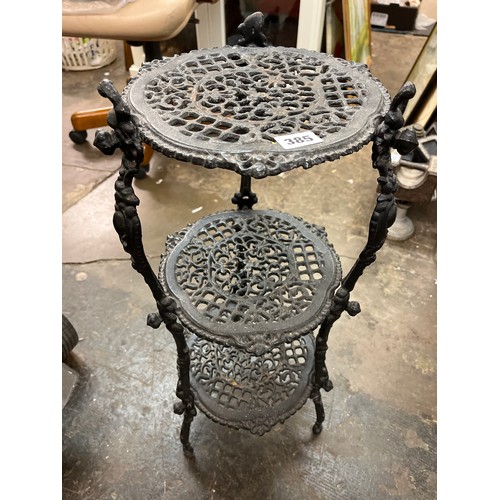 385 - METAL WORK THREE TIER ETEGERE