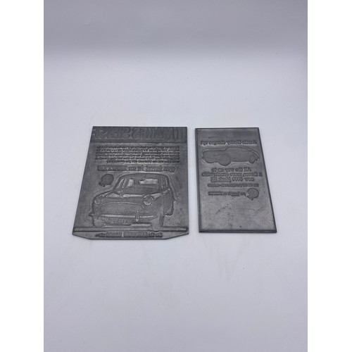 444 - TWO AUSTIN HEALEY AND AUSTIN MINI PRINTING PLATES