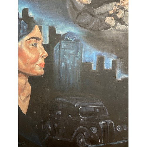 325 - OIL ON CANVAS 1930S CHICAGO GANGSTER COLLAGE