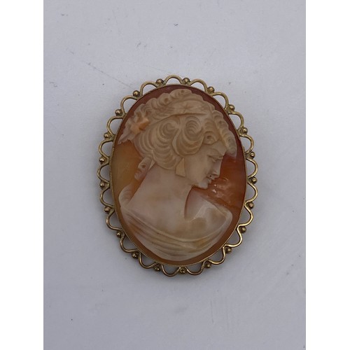 571 - 9CT GOLD MOUNTED CARVED CAMEO