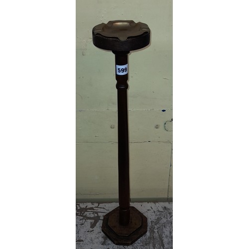 599 - OAK FLOOR STANDING ASHTRAY