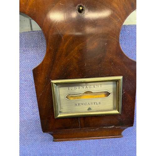 596 - 19TH CENTURY MAHOGANY CASED I. DONAGANI NEWCASTLE BANJO BAROMETER