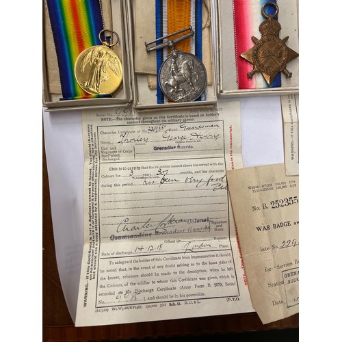 556 - WWI MEDAL TRIO TO 22985 PTE GH THORLEY G.GDS