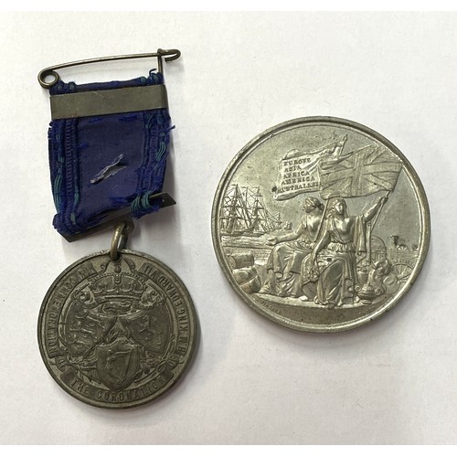 454 - EDWARD VII MEDALLION AND AN INTERNATIONAL EXHIBITION MEDALLION