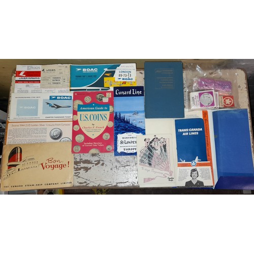 548 - SELECTION OF VINTAGE BOAC PASSENGER TRAVEL TICKETS AND DOCUMENTS, OCEAN LINER BROCHURES