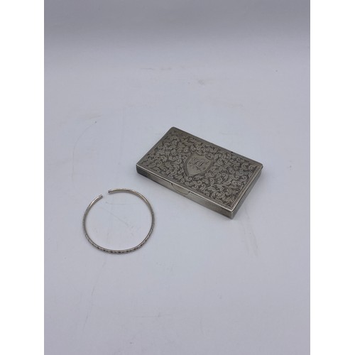 361 - BIRMINGHAM SILVER ENGRAVED CARD AND STAMP CASE 2.8OZ APPROX