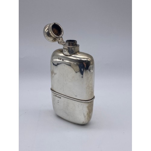 351 - WALKER AND HALL SHEFFIELD SILVER HIP FLASK 6.4OZ APPROX