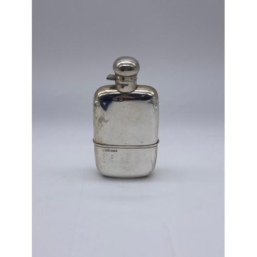 351 - WALKER AND HALL SHEFFIELD SILVER HIP FLASK 6.4OZ APPROX