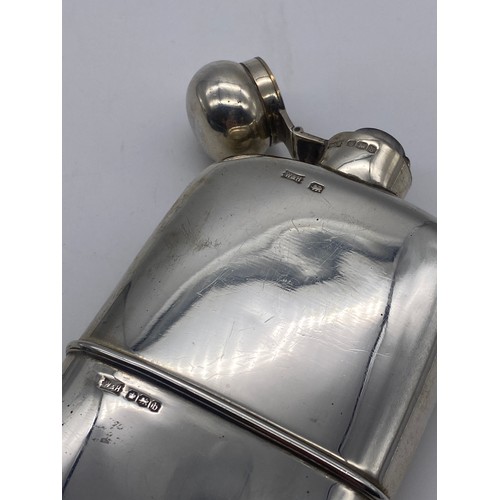 351 - WALKER AND HALL SHEFFIELD SILVER HIP FLASK 6.4OZ APPROX