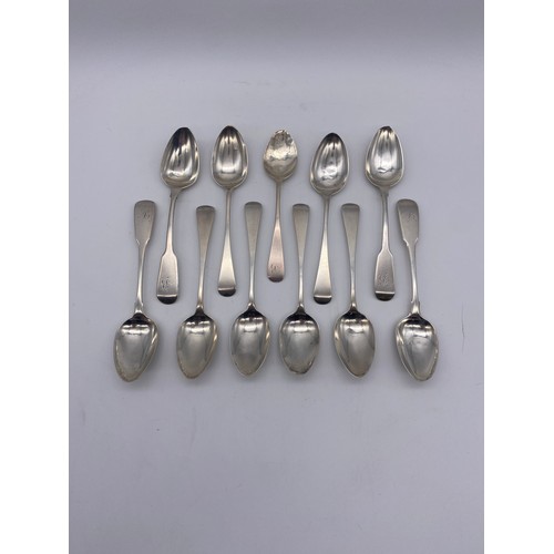 356 - SET OF LONDON SILVER TEA SPOONS 2OZ APPROX AND FIVE OTHER GEORGIAN TEA SPOONS 1.9OZ APPROX