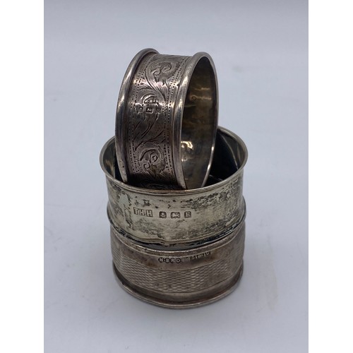 357 - THREE SILVER NAPKIN RINGS 1.06OZ APPROX