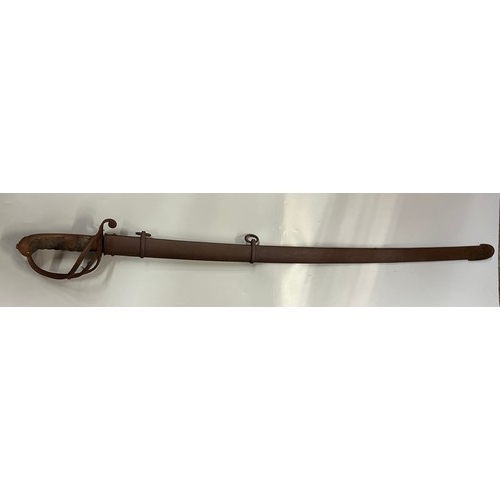 479 - 19TH CENTURY SWORD WITH DOUBLE FULLERED BLADE IN SCABBARD