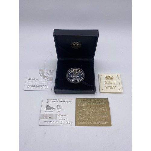 543 - CASED SOUTH AFRICAN 2017 PROOF ONE OUNCE SILVER KRUGERRAND