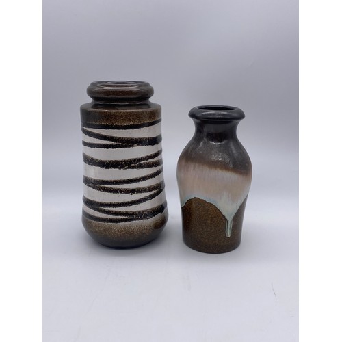 505 - TWO WEST GERMAN POTTERY DRIP AND SPIRAL VASES