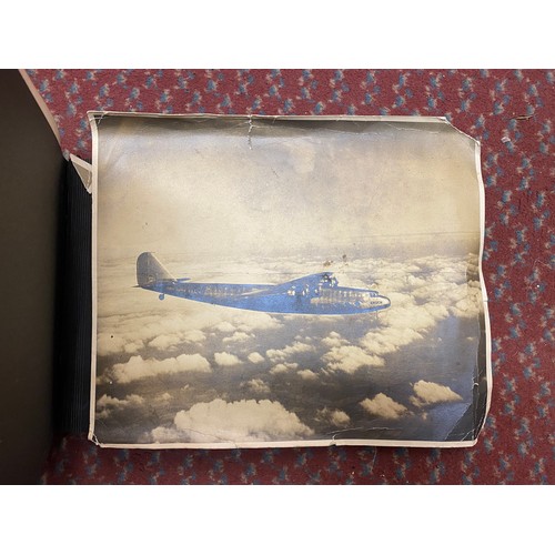 552 - ALBUM OF RAF AND MILITARY PHOTOGRAPHS, LOG BOOK, RATION BOOKS, AND SEW ON RFC BADGE