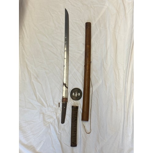 465 - JAPANESE WAKIZASHI IN BAMBOO SHEATH